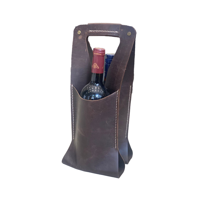 Double Leather Wine Bag