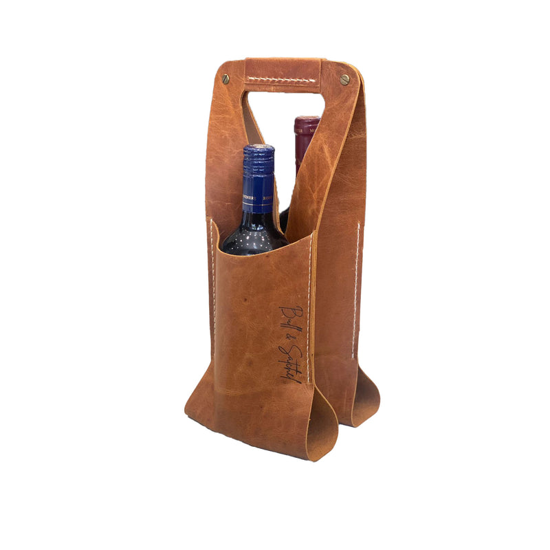 Double Leather Wine Bag