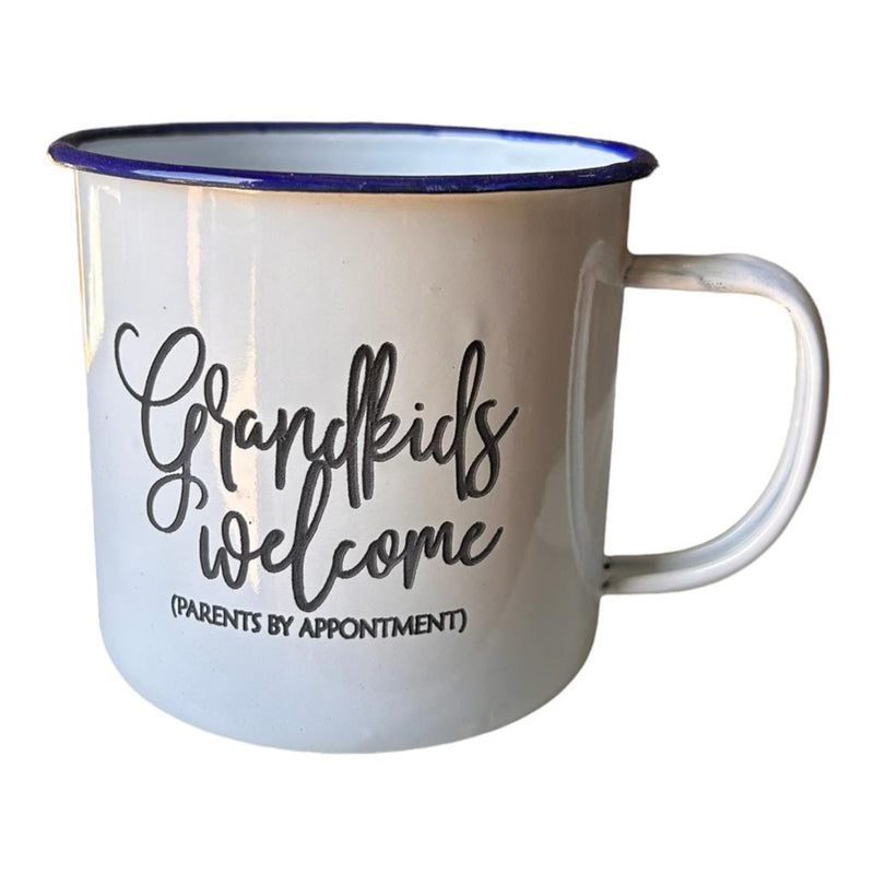 Engraved Enamel Mug - Grandkids Welcome